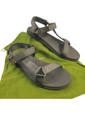 NEW Tory Burch Mellow Trail Sandals Deep Olive & Gold Size 9 Adjustable Strap